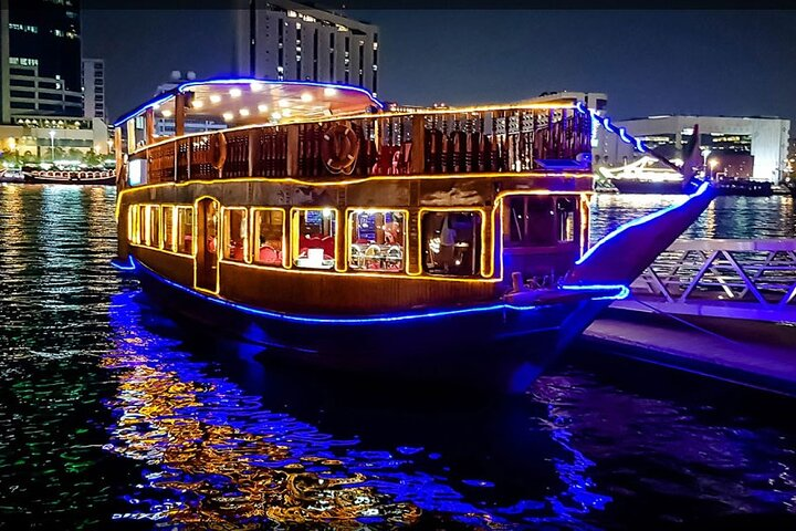 Experience the stunning Dubai skyline from the Dubai Frame followed by a delightful dhow cruise dinner at Marina featuring a delightful buffet and captivating entertainment. Perfect for unforgettable evenings.